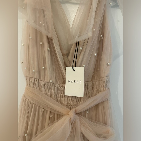 CARMELLA NUDE BLUSH TIERED TULLE MAXI DRESS - Picture 4 of 5